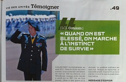 Les adieux aux armes du Lcl Catelain, blessé de guerre, dans Terre Information Magazine d’octobre 2015 (20 juin 2015)