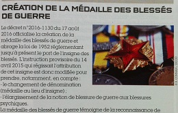 La médaille des blessés dans Terre Information Magazine (septembre 2016)