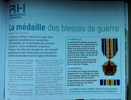 La médaille des blessés dans le Terre Information Magazine de février 2017