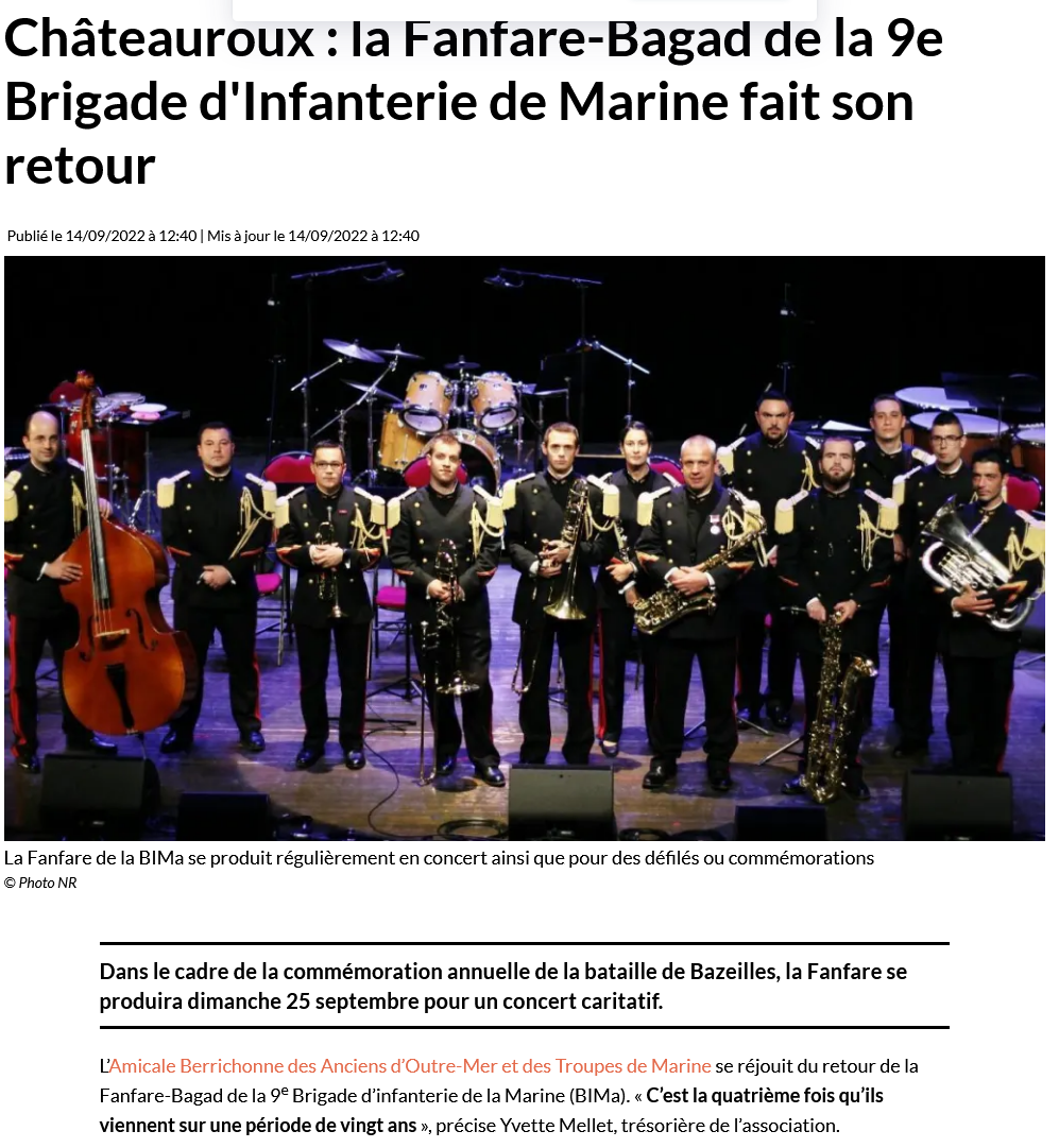 Merci à l’amicale berrichonne des anciens d’outre-mer et des troupes de marine (retour sur septembre 2022)