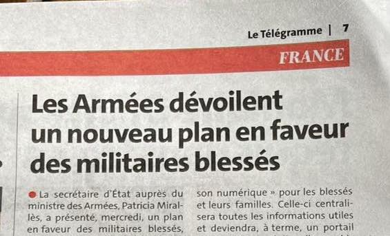 Un nouveau plan du gouvernement pour soutenir les blessés (11 mai 2023)