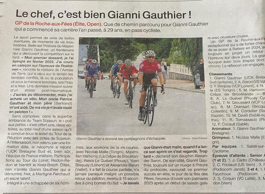 Bravo à Gianni Gauthier (juin 2023)