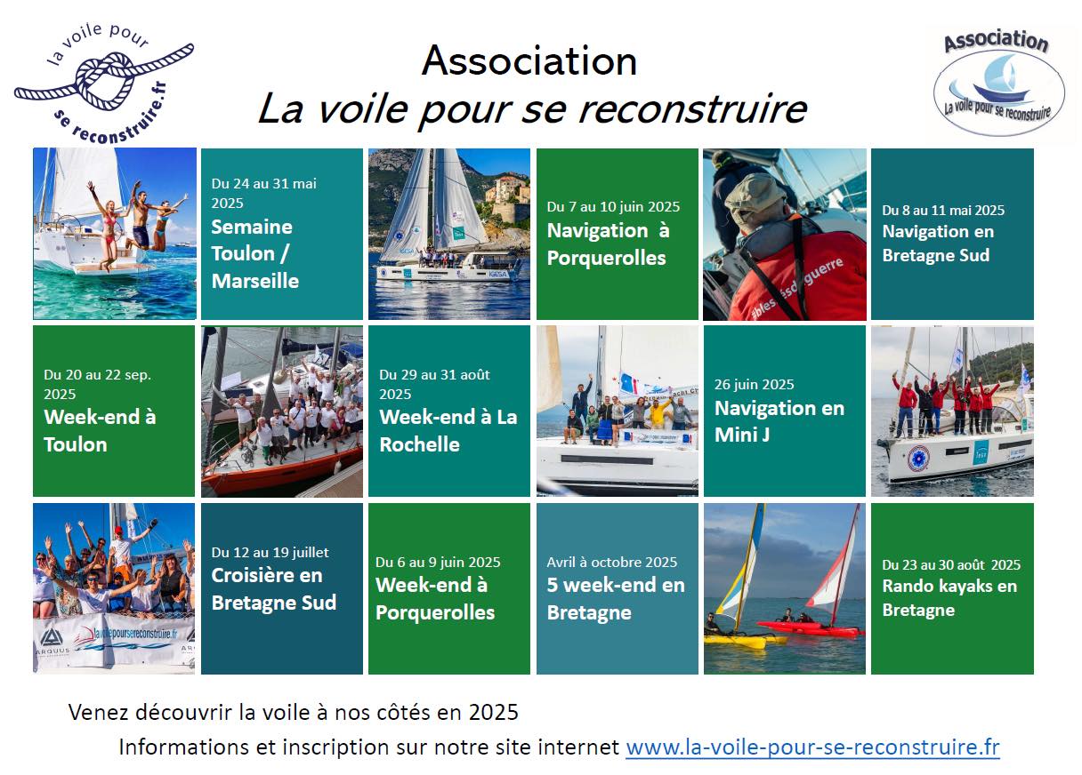 Calendrier 2025 de La Voile pour se reconstruire, que Terre Fraternité-ADO accompagne